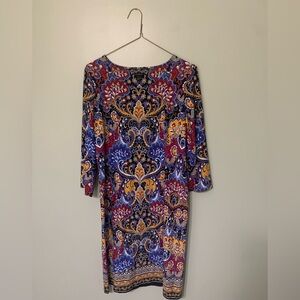 Talbots — women’s medium long sleeves short dress black with colorful florals